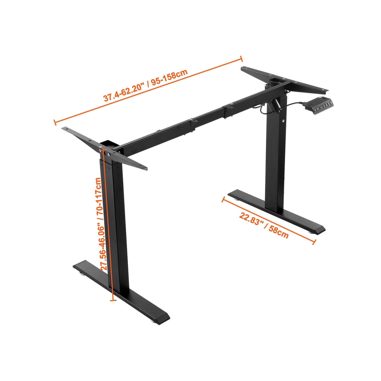 SucceBuy Standing Desk Frame Electric Stand Up Computer Desk Legs Ergonomic DIY Workstation Base for Home Office Black white
