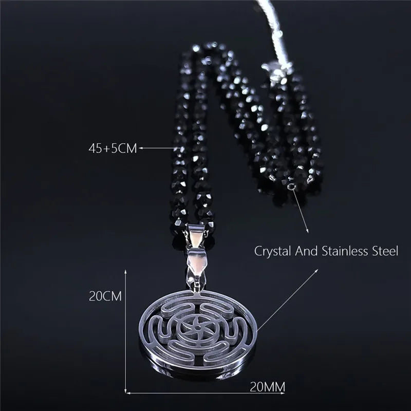 Hekate Wheel Stainless Steel Necklaces Pendants Strophalos Hecate Magic Symbol Logo Charm PIN colier femme Jewelry N172502