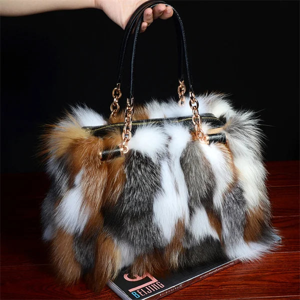 2025 New Clothing Designer Luxury Soft Fox Hair High-end Handbag Fashion Large Capacity Charm Women's Special Fur Bag