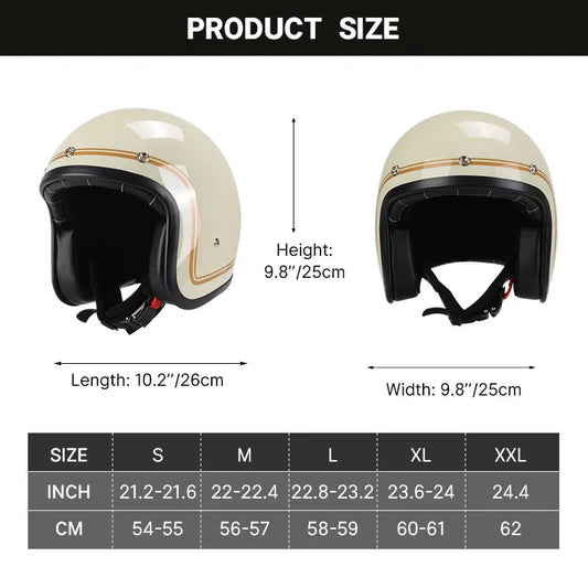Hot Sale Open Face Helmet Retro 3/4 Jet Motorcycle Helmets Men ABS Shell Safty Cap German Style Four Seasons DOT Approved