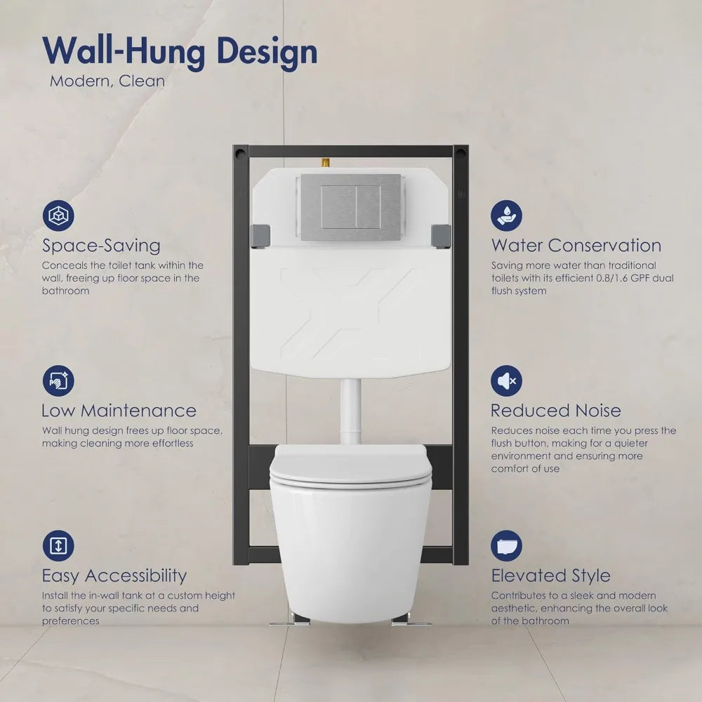 Eridanus Dual-Flush Wall-Mounted Toilet System with Integrated Tank and Carrier