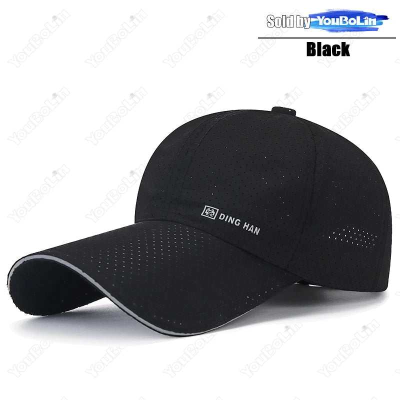 Extended Brim Summer Breathable Perforated Quick-Drying Adjustable Baseball Cap Sun Hat Trucker Caps Dad Hats