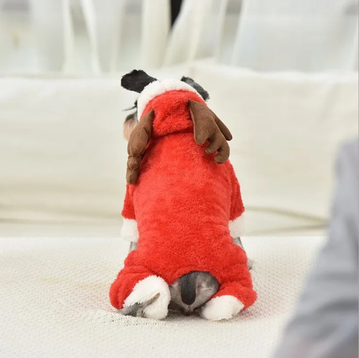 Christmas Elk Costume Winter Warm Dog Clothes For Small Medium Dogs Cat Suit Pet Jumpsuit Coat Chihuahua French Bulldog Outfit