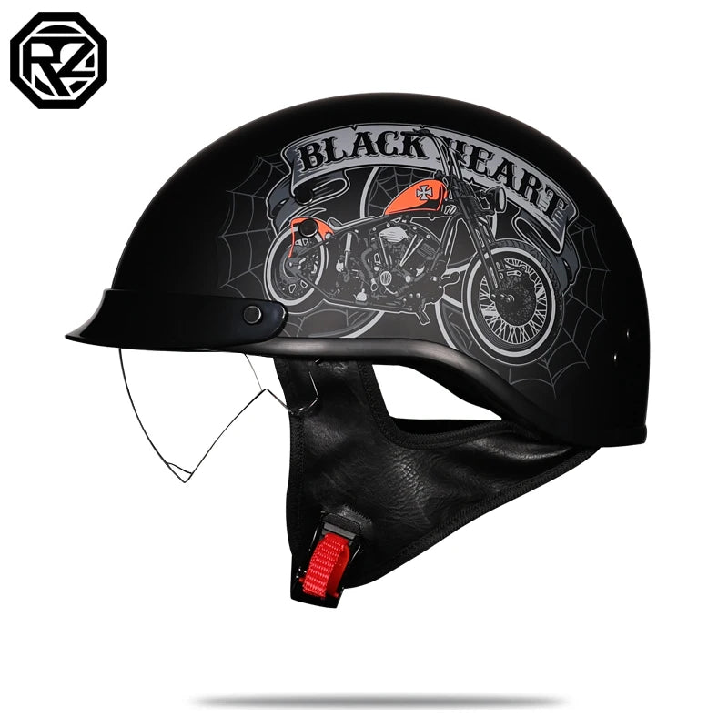 Retro helmet motorcycle helmet motorcycle half helmet four seasons summer wear endoscopic safety hat helmet cruise helmet Riding