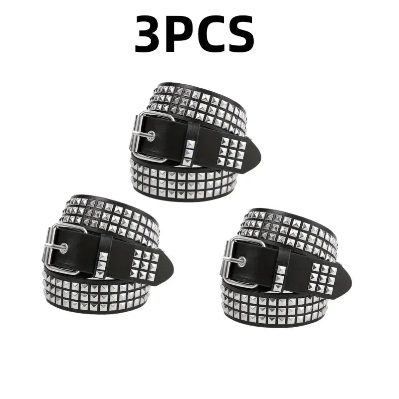 2025 New Square Bead Rivet Belt Metal Pyramid Belt Men and Women Punk Hardware Jeans Belt Y2K Belt Designer Belt Women's Belts