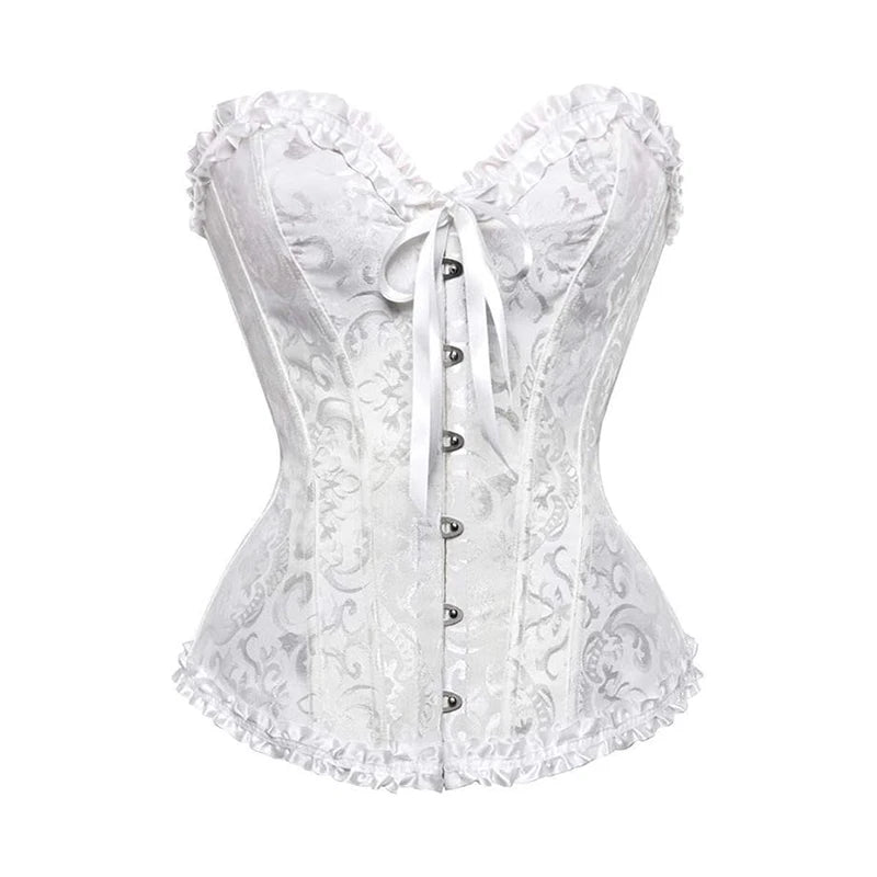 BurVogue Women Lace Up Sexy Floral Boned Corset Overbust Body Shaper BustierLingerie Bodyshaper Top Corsets Top