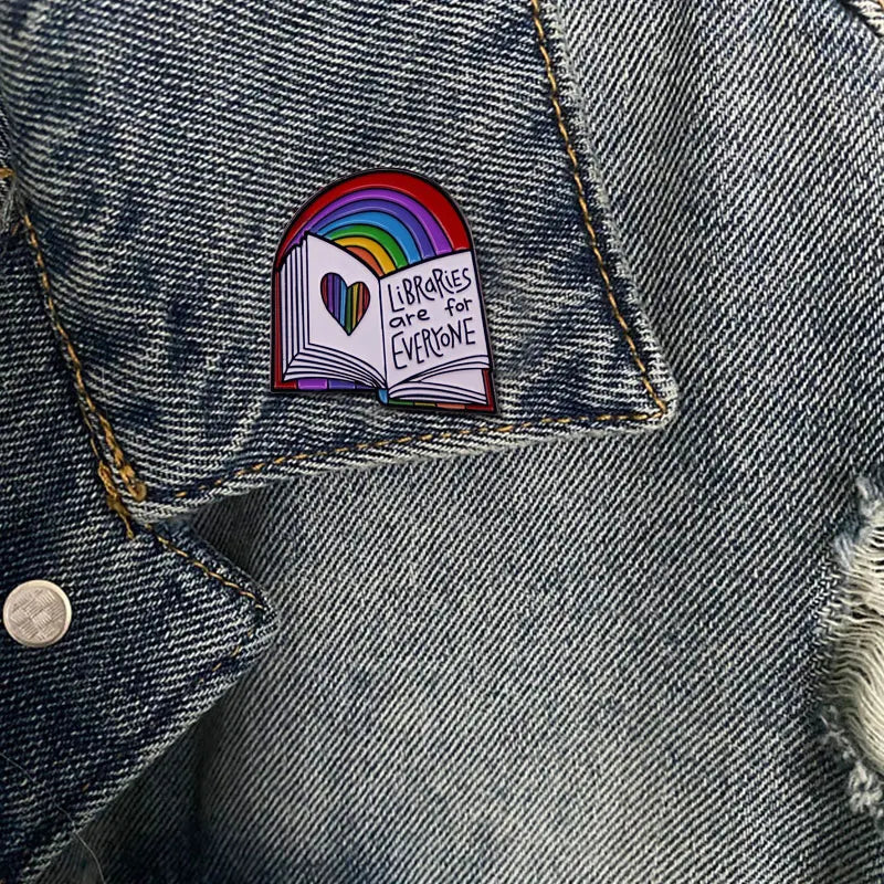 Enamel Pin Rainbow Pride Badge Book Bookish Brooch Jewelry