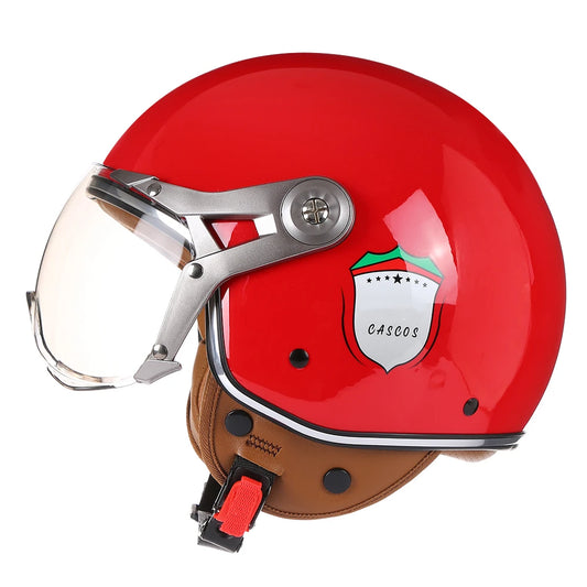 Motorbike Riding 3/4 Open Half Helmet Retro Scooter Capacete Vintage Motorcycle Helmet Jet with Visor Moto Cafe Racer