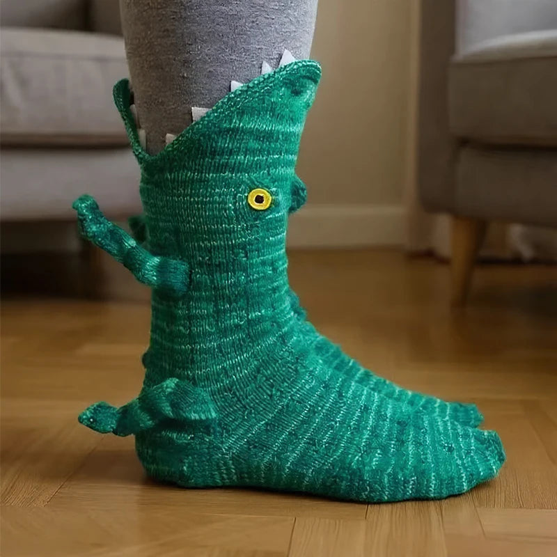 3D Knit Animal Socks Cute Floor Socks Hand Crocheted Double Layer Warm Sock with Cute Rabbit Panda Animals Christmas Gifts