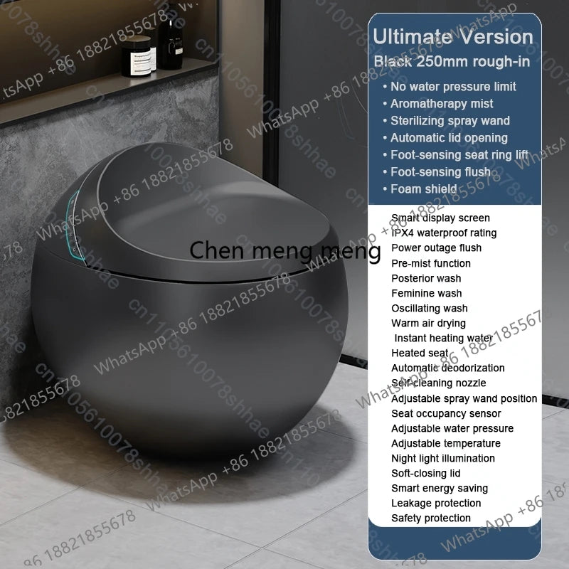 D132 Smart Toilet Bidet with Auto Flush Heated Seat Warm Water Sprayer Deodorizer Air Dryer Remote Control Intelligent LED Displ