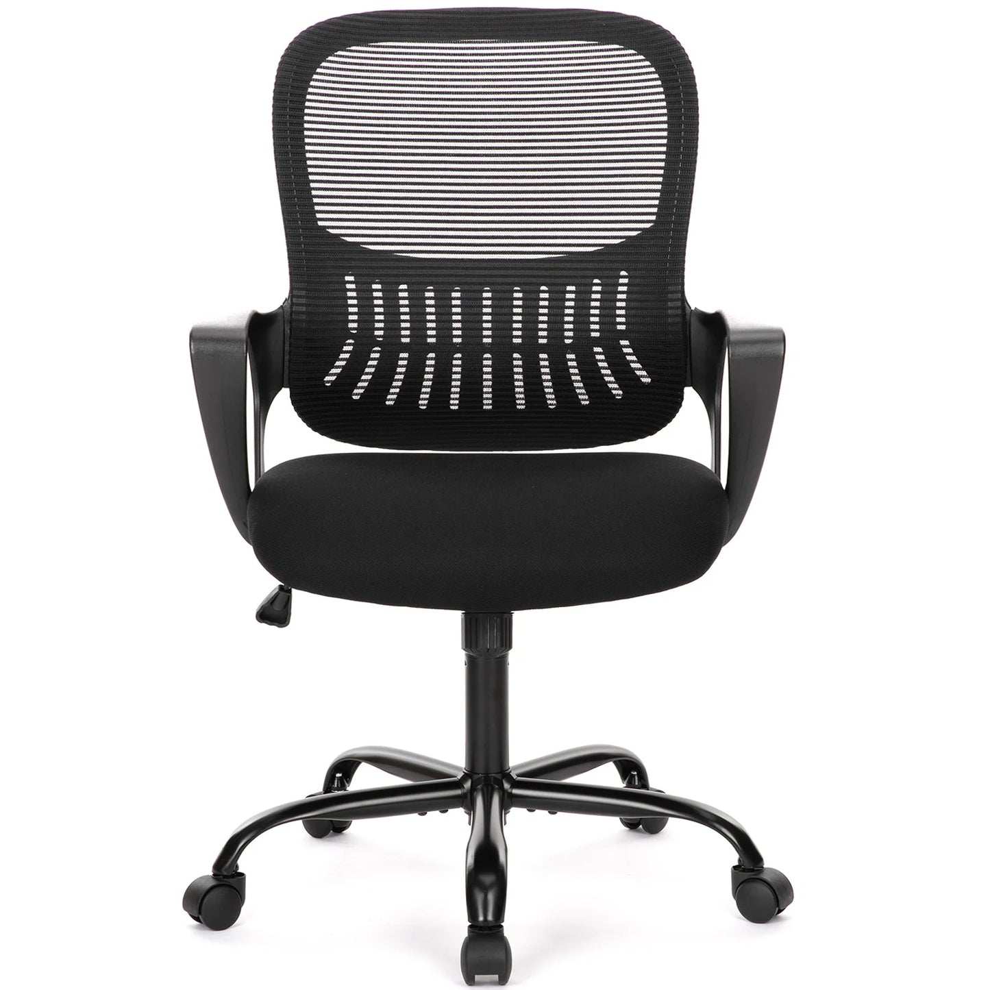 MCQ Fixed Armrest Gaming Office Chair Ergonomic Adjustable Height and 360° Rotating Roller omfortable Lumbar Support For Office