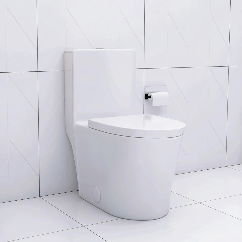 Matte Black Elongated One Piece Toilet Dual Flush 1.1/1.6 GPF Water Saving Map 1000g,Matte Black