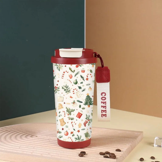 Christmas Thermos Cup 530ml Portable Coffee Mug Tumbler 316 Stainless Steel Vacuum Flasks Cold and Hot Insulated Xmas Gift Cup