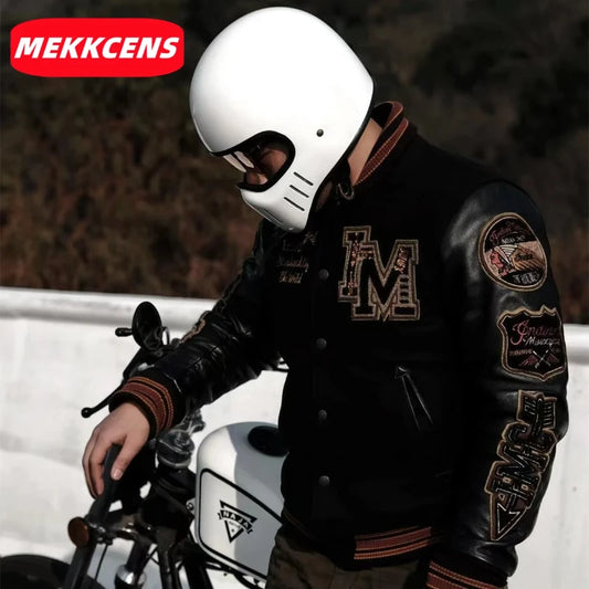 Mekkcens Retro Motorcycle Helmet Pig Nose Cruising Full Helmet Small Helmet Body German Private Fiberglass Reinforced Plastic