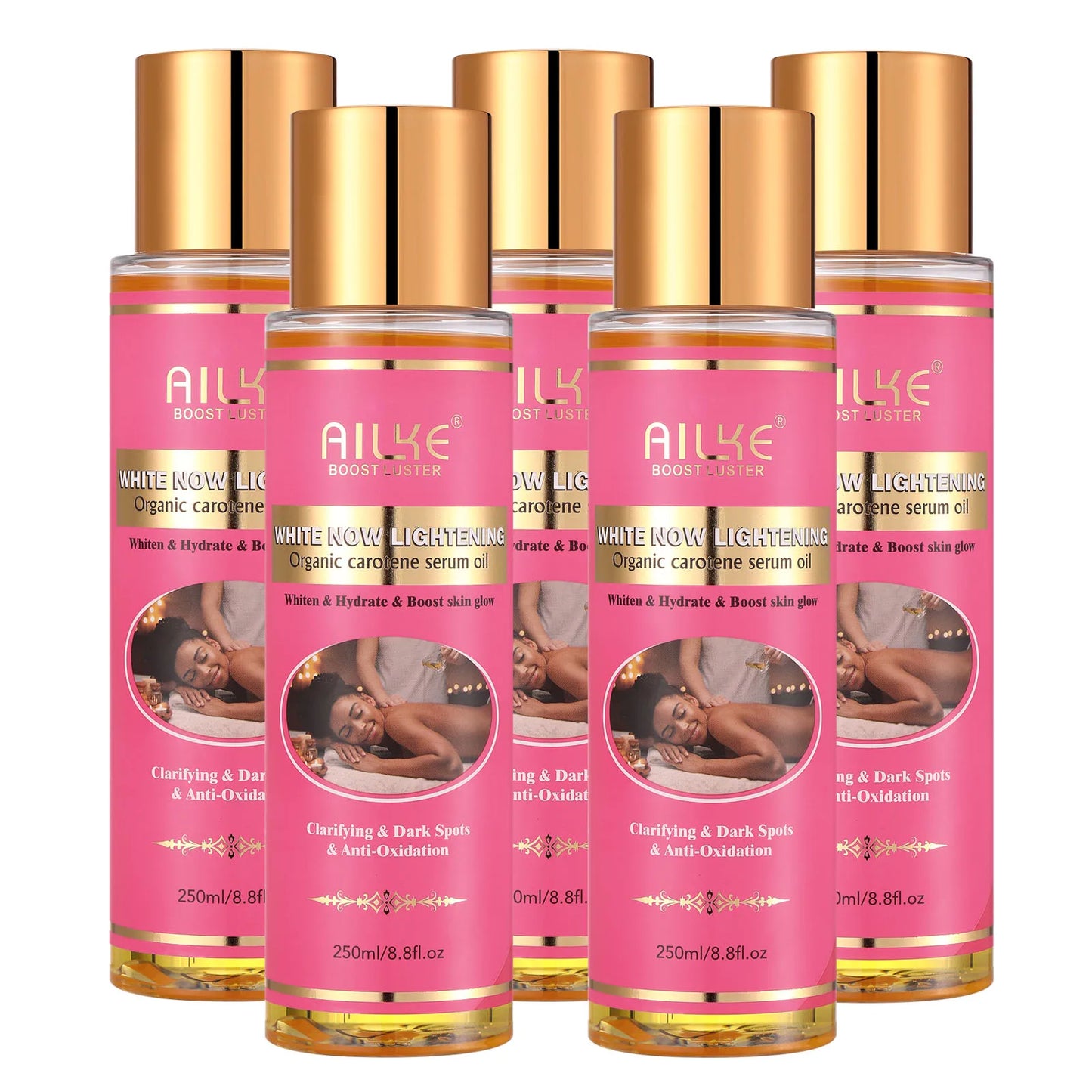 AILKE Organic Carotene Serum Brightening Body Oil, Smooth Skin, Moisturizing, With Vitamin E, Rose Essential Oil, 250ml/ 8.8 oz