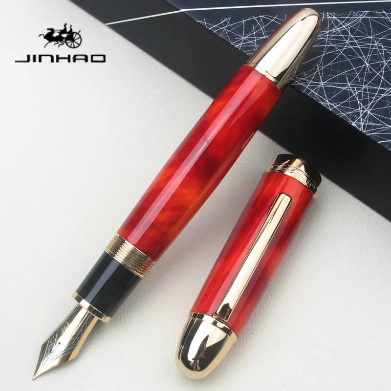 Glacier Blue Black Red JINHAO X169 Fountain Pen Metal Thick Barrel Comfort Grip Calligraphy Pen Replaceable Ink Cartridge Office