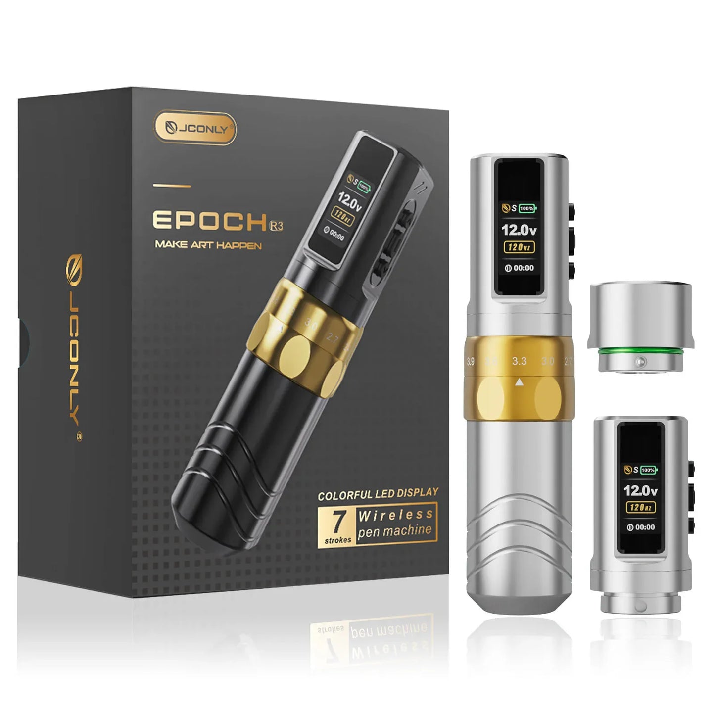 JCONLY Wireless Tattoo Pen Machine EPOCH Tattoo Machine Pen with 2pcs 2000mAh Battery for Permanent Makeup Pen Needles