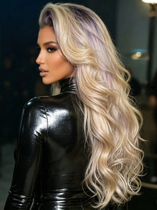 Ash Blonde Body Wave Lace Front Wig Pre Plucked 180 Density 13X4 Hd Lace Frontal Wig Glueless Wig 613 Blonde Colored Wig 200 Density Ombre Blonde Lace Front Wig for Women with Baby Hair for Daily