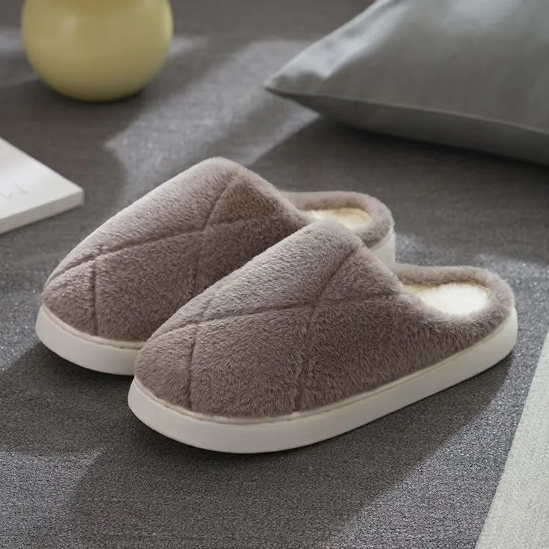 2025 Winter Plush Slippers - Cozy Non-Slip Indoor Warm House Shoes, Cute Lightweight Couple's Unisex Thick Sole Home Slippers
