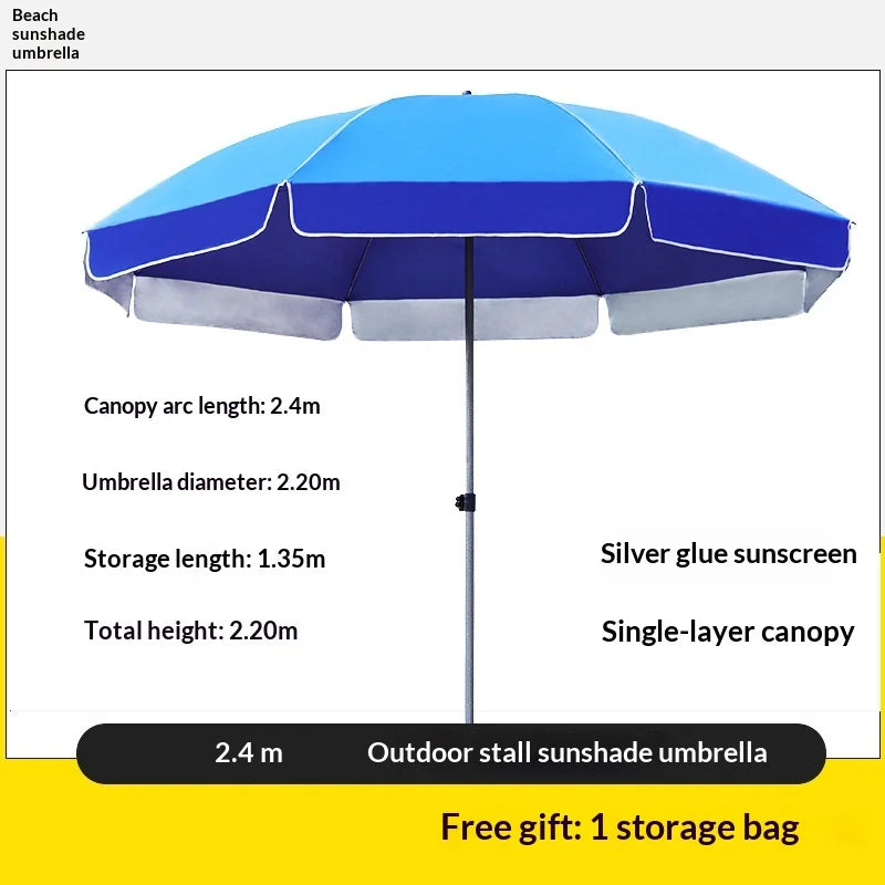 Double Layer UV Sun Shade Outdoor Patio Umbrella Commercial Market Stall Silver Coated Waterproof Heavy Duty Base Outdoor