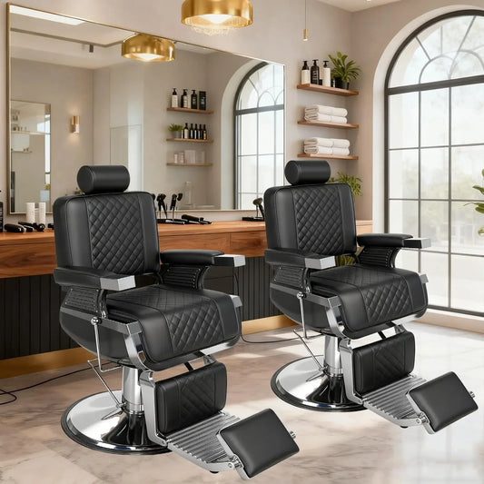 Vintage Barber Chair for Barbershop, Reclining Heavy-Duty Hydraulic All-Purpose Salon Chair, 360 Swvivel Adjustable, Customized