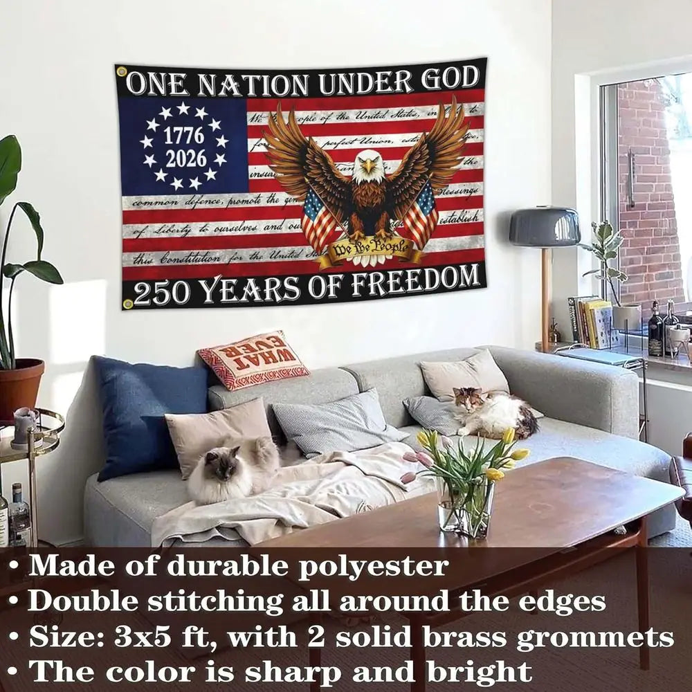 250th Anniversary USA 3x5 Outdoor Patriotic 4th of July Yard Flags & Banners