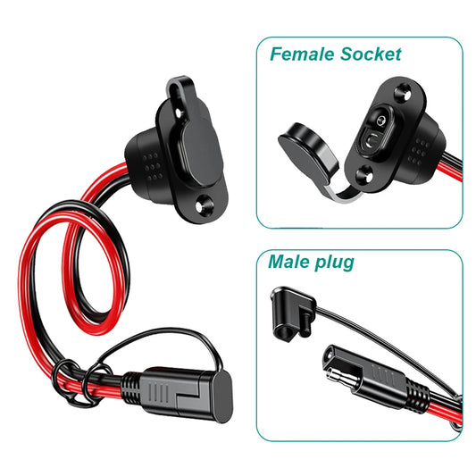 1/2Sets SAE Quick Connector Harness SAE Adapter Male Plug to Female Socket Cable 12AWG SAE Extension Cable Waterproof ForCharger