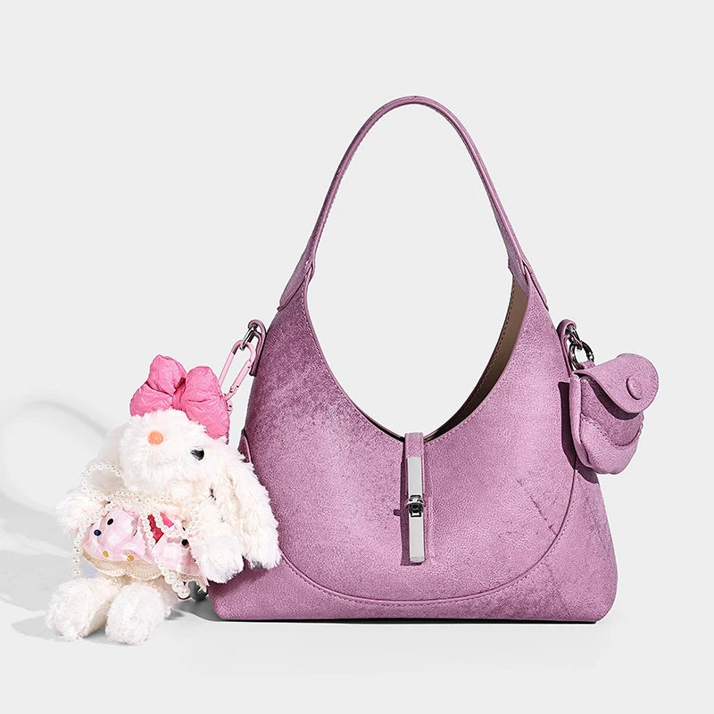 2026 New Pures Color Handbag with Long Shoulder Strap Messenger Bag Women's Designer Handbag Underarm Small Tote Bag