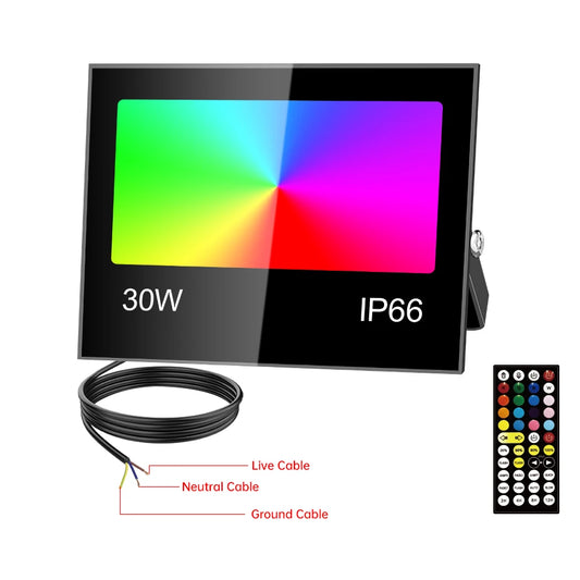 RGB Color LED Floodlight AC85-265V 30W 50W 80W Outdoor Lighting Decor Waterproof Spotlight LED Reflector for Garden Landscape