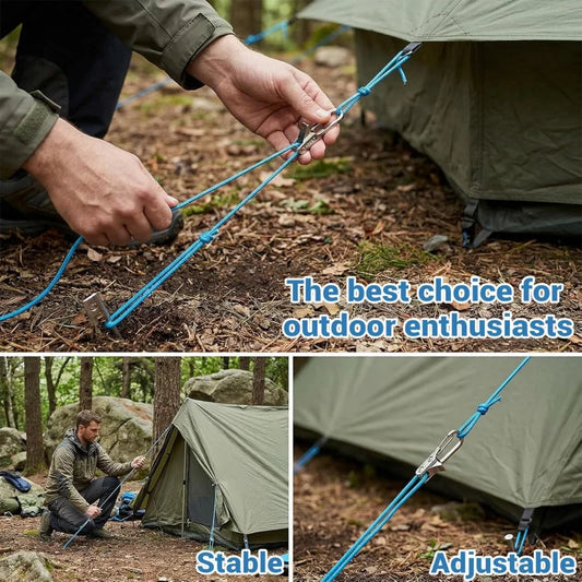 Rope Tying Tool And Tensioner with Roller Tensioner, Heavy-Duty Retractable Buckle with Accessory Rope, Suitable for Camping