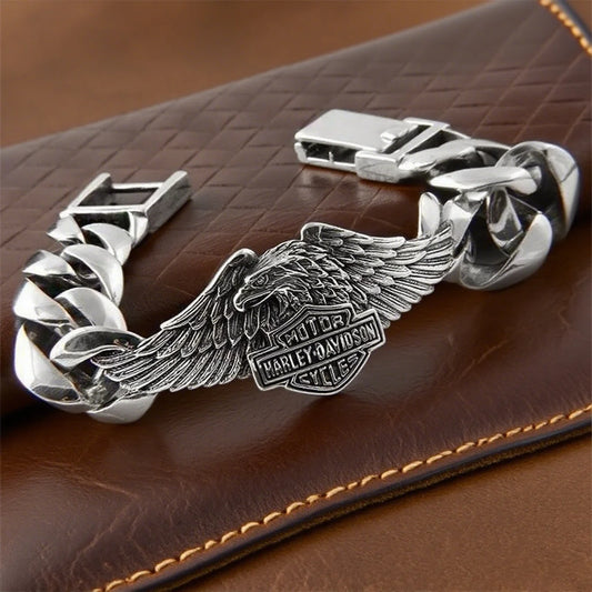 For Harley Davidson Electra Glide Ultra 883 Engine Skull Eagle Bracelet Personality Vintage Skull Mens Boys Bracelet Accessories
