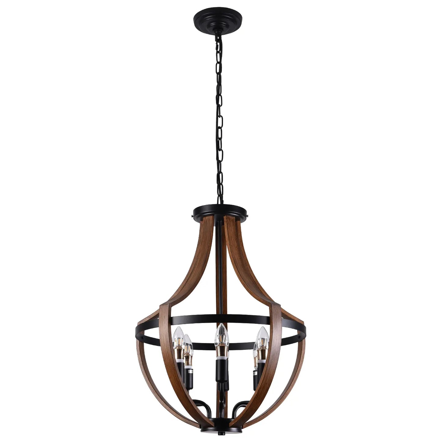 Modern Rustic Wooden Pendant Light Fixture - 17 Inch Diameter - Handmade Natural Wood Kitchen Dining Room Lighting
