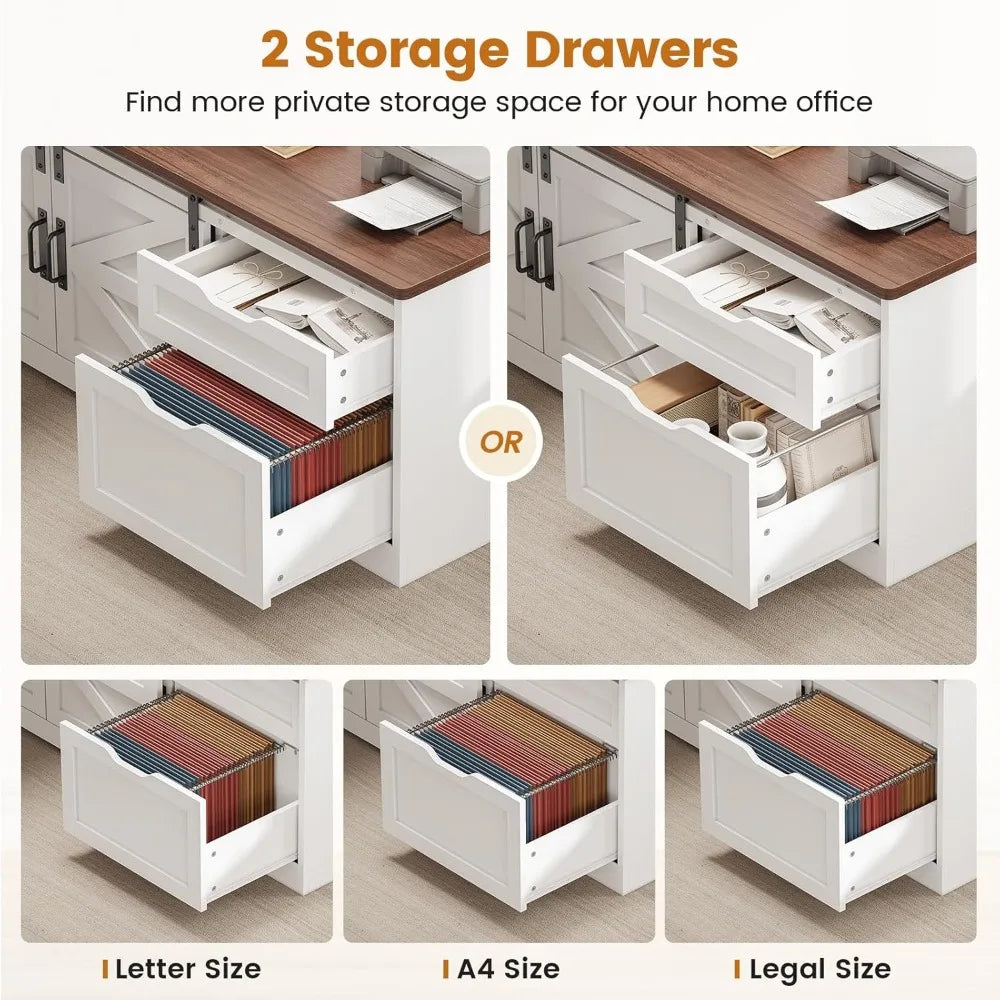 SEDETA Farmhouse L Shaped Standing Desk, 55 inch Height Adjustable Corner Desk with Storage Drawers, Standing Computer Desks wit