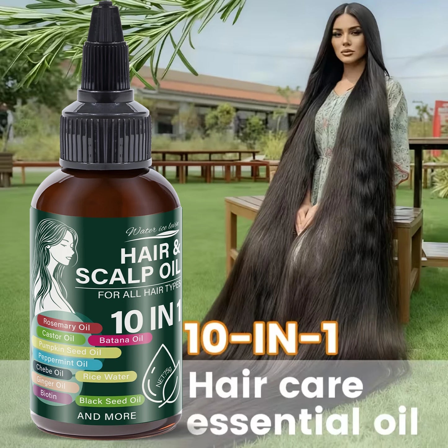 Hair Growth Oil with Castor Oil & Rosemary,10 Natural Oils Blend for Hair & Scalp, All Hair Types, BOGO Free, Fast Ship