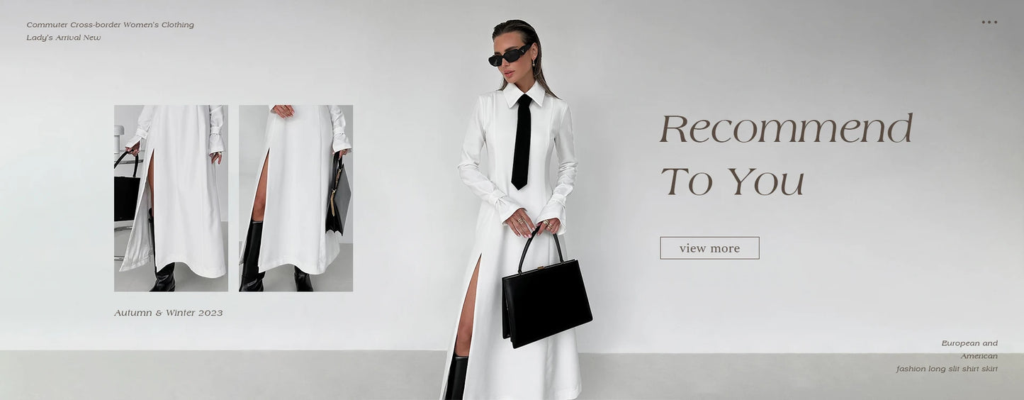 Clacive Fashion Loose Print Women's Dress 2024 Casual Lapel Long Sleeve Mini Dresses Elegant Classic Pleated Female Dress