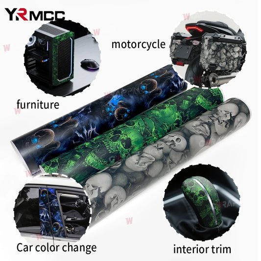 Graffiti Vinyl Wrap Car Wraps Personality Vinyl Paper for Car Wrapping Film Skull Pattern Auto Outdoor Accessories Body Covering