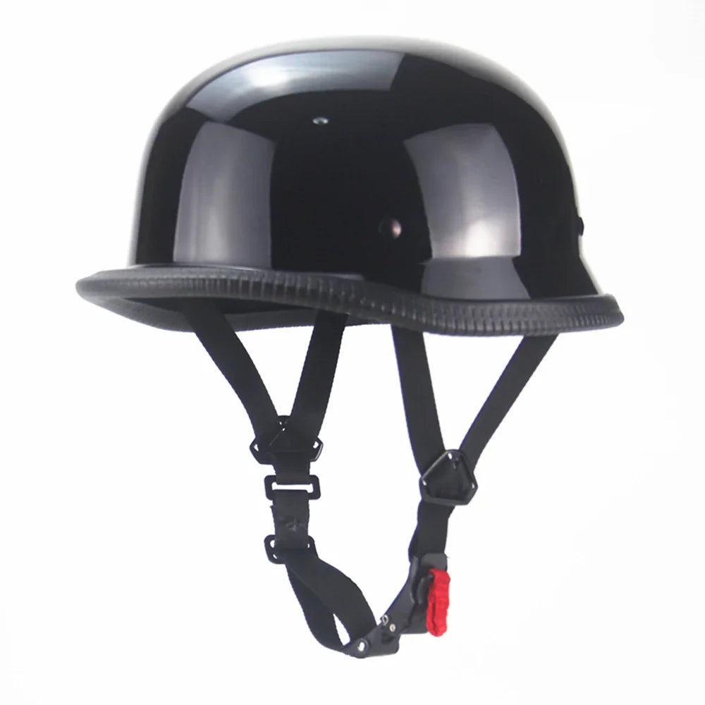 1PCS X M/L/XL/XXL Vintage Motorcycle Cruiser Helmet Half Face German Helmet Motorcycle Helmet Bright Black Car-styling DOT