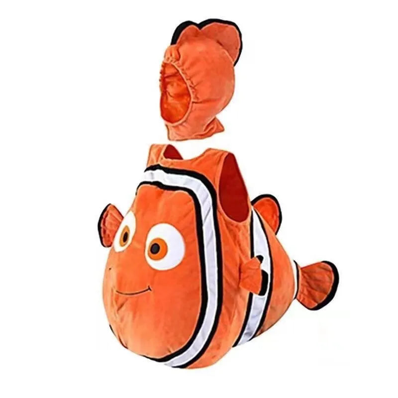 Toddler Clown Fish Cartoon Animal Underwater Mobilization Nemo Clown Fish Jumpsuit Headgear Performance Costume Children's Set