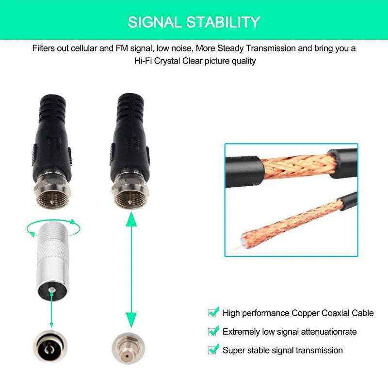 1080P TV Antenna For Global Digital 4K TV DVB-T2 Booster HDTV For RV outdoor Car antenna Indoor Smart TV EU Plug