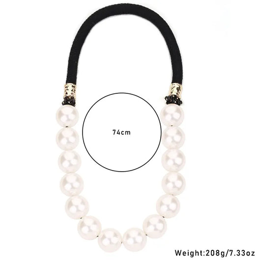 Statement Long Necklace Big Pearls Handmade for Women Trendy Beach Party Jewelry