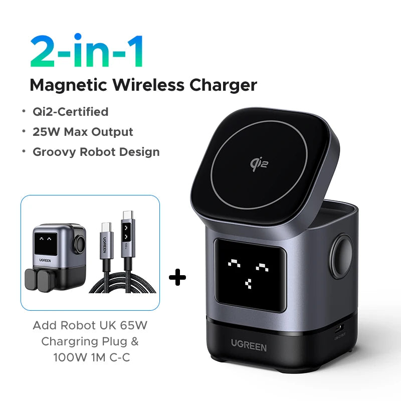 UGREEN UNO Qi2 15W Magnetic Wireless Charger Charging Stand With Cable For iPhone 16 17 Pro Max For MagSafe Fast Charger