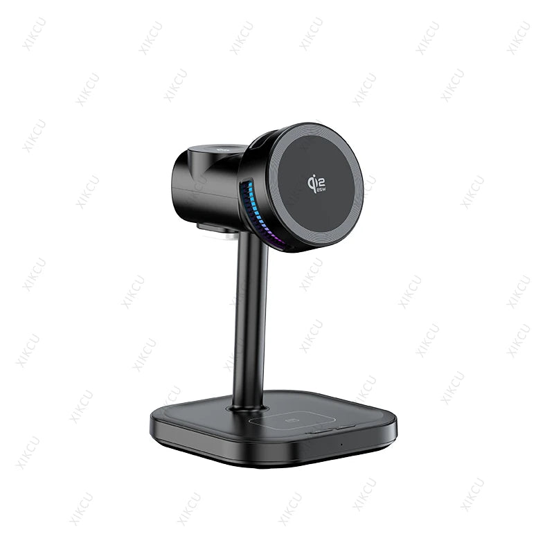 QI2 3 IN 1 Magnetic 25W Wireless Charger Stand LED Light Air Cooling Fast Charging For iPhone 17~12 Pro Max Airpods Apple Watch