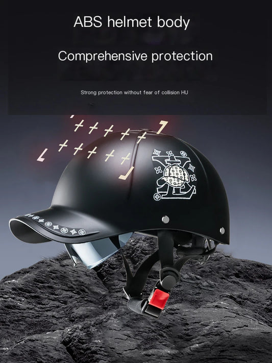 New Cafe Racer Chopper Scooter Safety Hard Hat Half Face Vintage Summer Cap Motorcycle Half Helmet Baseball Cap Style