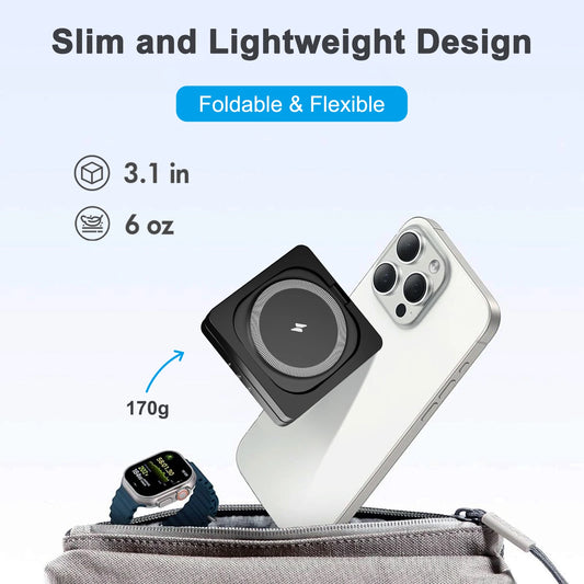 Magnetic Wireless Charger 3-in-1 Folding Fast Charging Station Foldable Travel for Magsafe iPhone 17/16/15/14/13 Watch Airpods