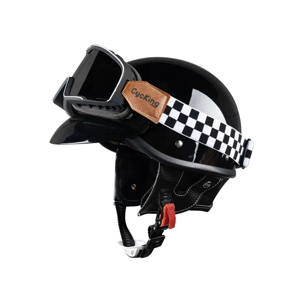 Motorcycle Helmet Half Helmet with Goggles Electric Vehicle Safety Helmet Suitable for Men and Women