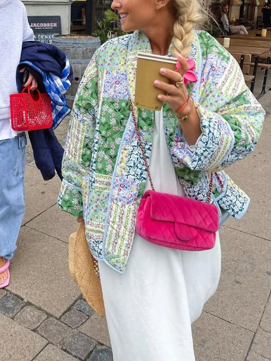 Women's Cotton Jacket Autumn And Winter New Floral Patterns Cardigan Cotton Jacket Elegant Ladies Street Shoot Women's