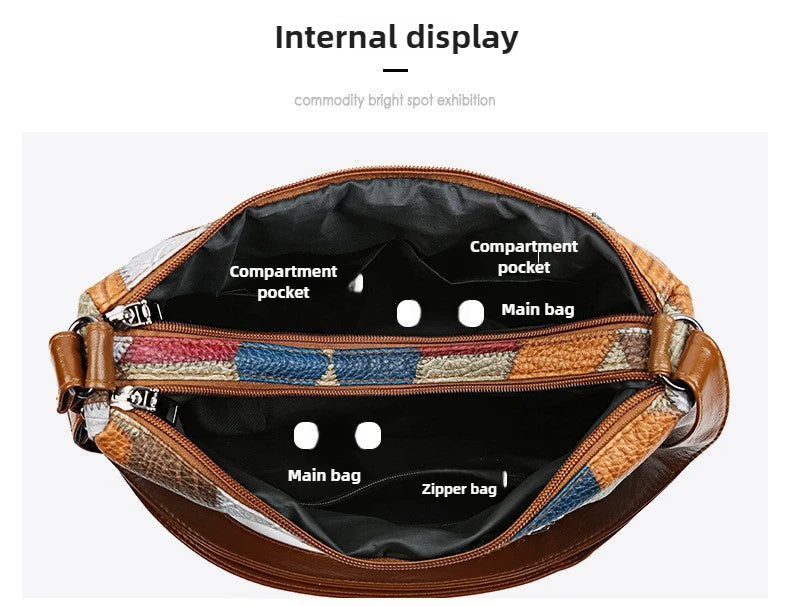Women's Elegant Vintage Crossbody Bag Trendy HandBag Fashion Multi-pockets Shoulder Bag All-match Retro Crossbody Bag for Daily
