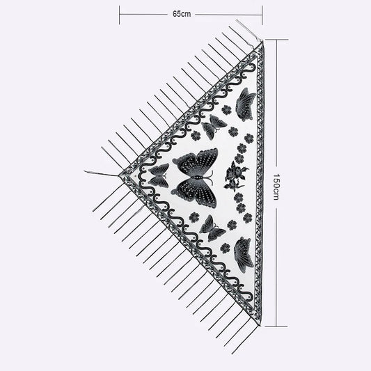 New Women Lace Tassel Triangular Scarf Solid Hollow-out Butterfly Embroidery Scarves Soft Lady Shawl Foulard Party Wrap Shawls