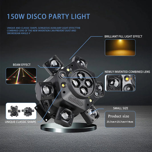 150W DJ Moving Head Disco Light Remote Control Rotating Nightclub Lights DMX512 LED Beam Strobe Stage Effect For Party Bar Event