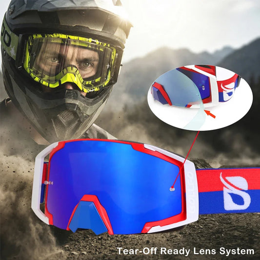Youth MX Goggles with Tearoffs Windproof Motocross Glasses Men Dual-Cycle Defogging UV400 Protection Dirt Bike Enduro Goggles
